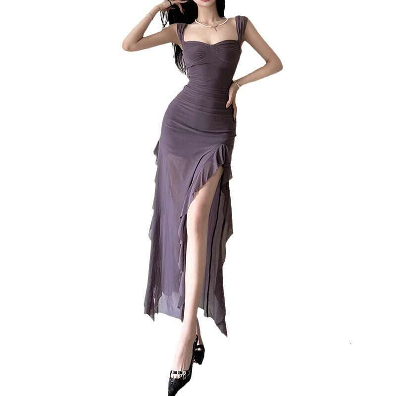 European and American style spring women's sexy spicy girl suspender strapless open crotch long dress 2025 temperament versatile new trend clothi