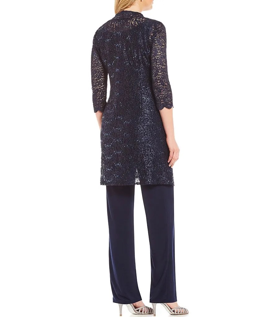 Chic Mother Of The Bride Pant Suits 3 Pieces Long Sleeve Chiffon Mother Of The Bride Dress With Jacket Wedding Guest Gowns