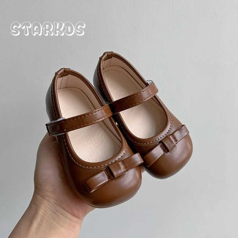 Vintage Green Leather Ballet Shoes For Baby Girls 2024 Spring New Flat Bowknot Mary Janes Kids Retro Dress Ballerina ZapatosT250306