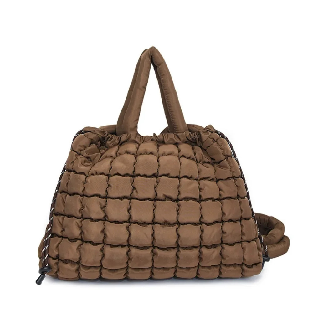 Autumn Cotton Cloud Bags For Women Large Capacity Lattice Shoulder Crossbody Bags Ladies Tote Bag Fashion Handbags 250306