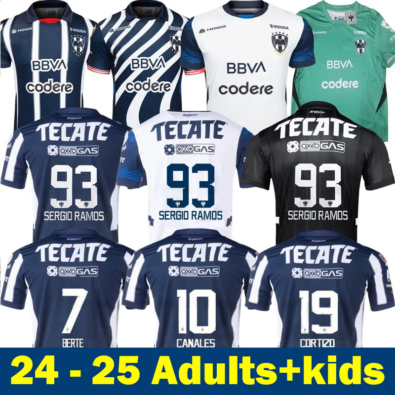 Monterrey soccer jersey 24 25 rayados Fan men kids kit home football shirt 2024 2025 SERGIO RAMOS 93 BERTERAME VAZQUEZ CANALES Liga mx MORENO CORTIZ0 Away women MUJER