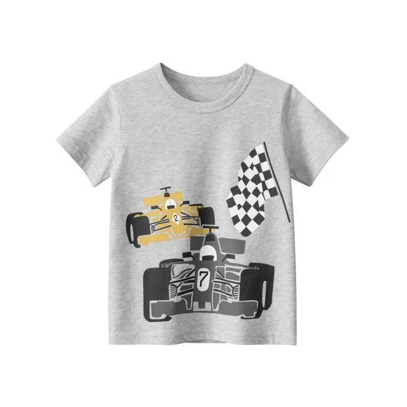 Cartoon Off-road Vehicle Print T Shirt Boys 2025 Summer New Short Sleeve T-Shirt Childrens Clothing Kids Clothes Cotton Top TeeT250306