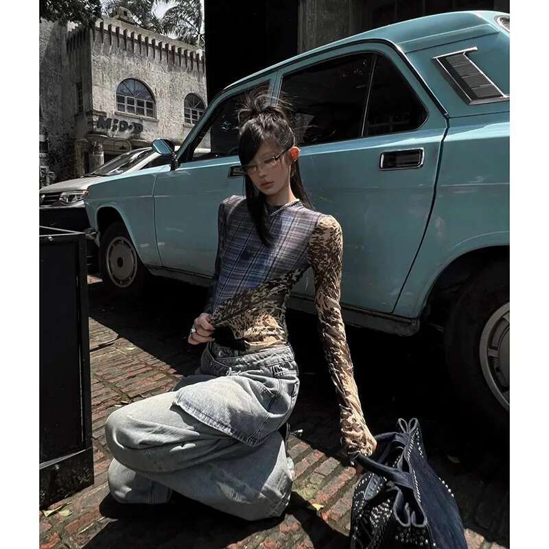 2024 Summer Women's Casual Blue Haruku Jeans Vintage Loose Fit Washed Pants Y2k Wide Leg Punk Baggy Pockets Denim Trouser