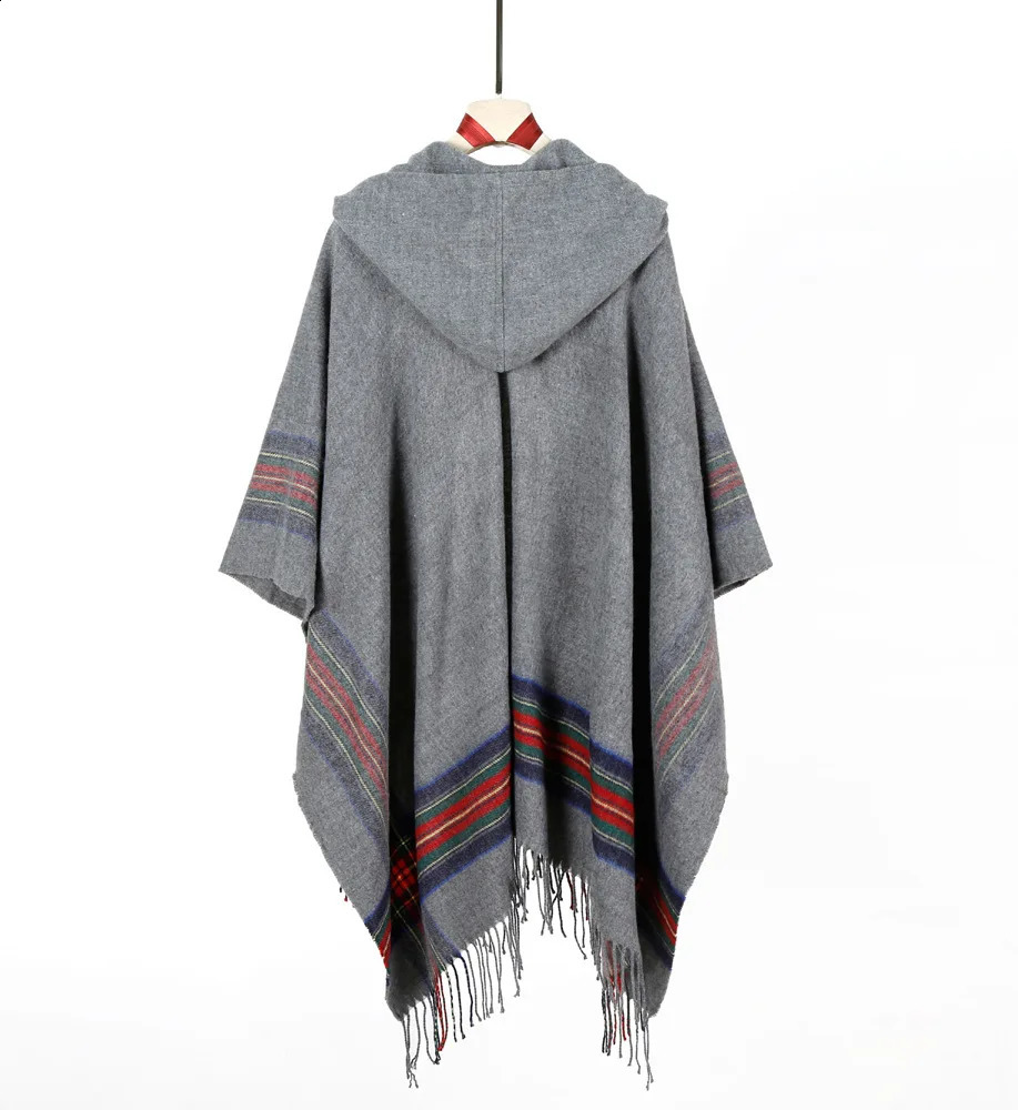 Tassel Split Shawl for Women Indian Nepalese Style Warm Air Conditioning Room Lady Cloak Poncho Capes Geometric 2024 250227