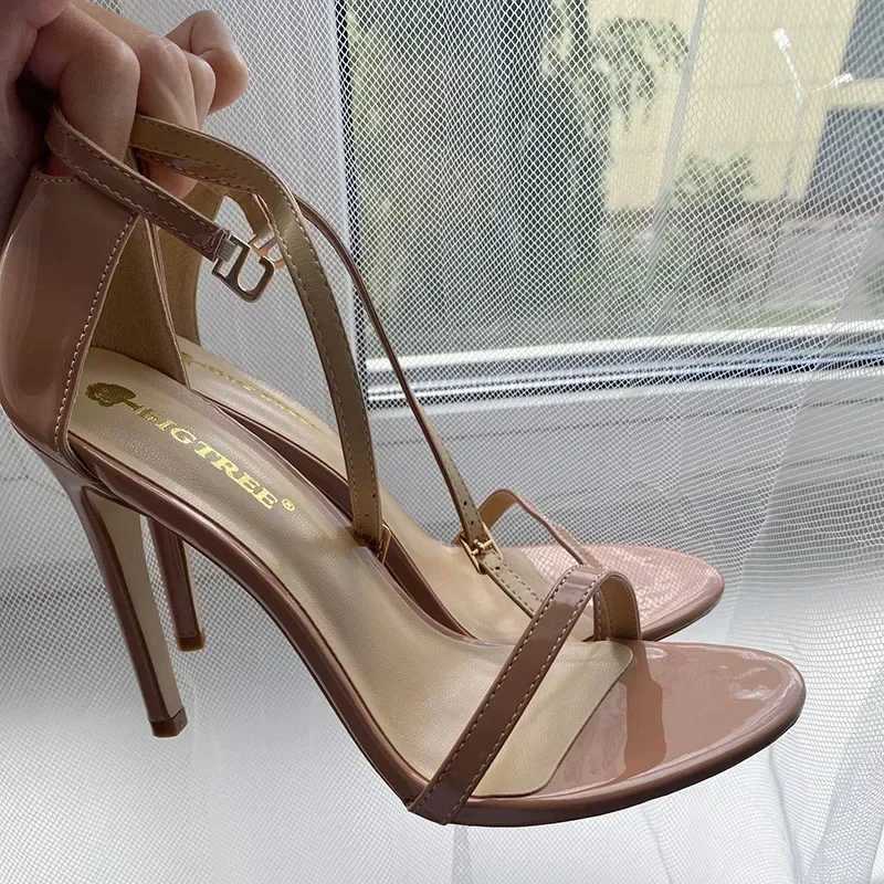 Womens 8cm 11cm High H Open Toe Beach Party Dress Sandals Lady Classic Fetish Gladiator Strap Stiletto Mid Low H Sandles Y250306