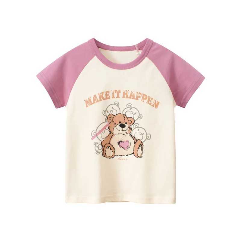 2023 Children Girls T-Shirts Clothing 100% Cotton Short Sleeve Butterfly Bear Rabbit Cartoon Kids Boys Casual Sport Top TeesT250306