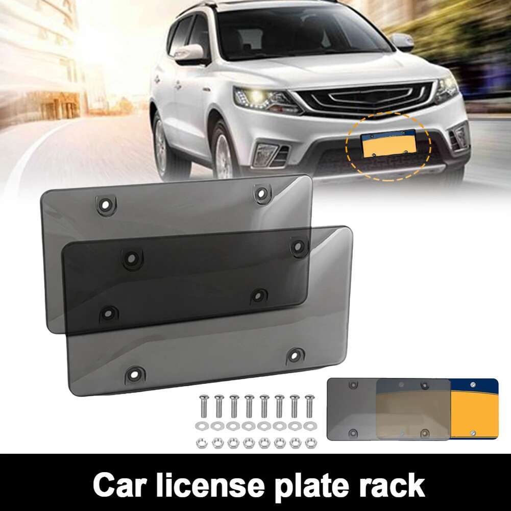 2 Pack Tinted Tag Shield Cover Plastic Clear Protector Car License Plate Frame Exterior Accessories