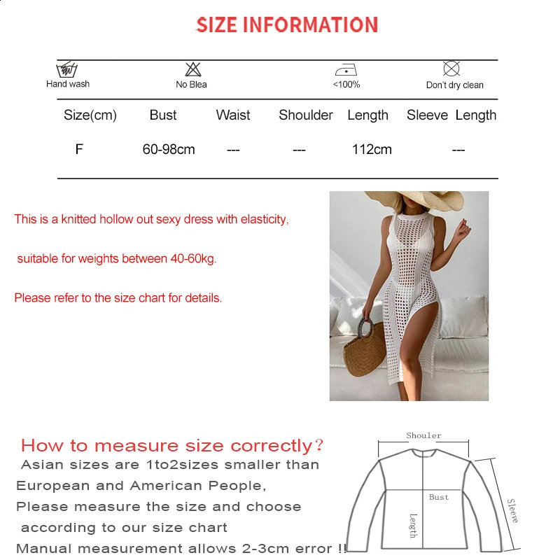 Abrini Women Hollow Out Crochet Cover Up Swimwear Sleeveless Bikini Dress Smock Split Sexy Beach Knitwear Solid Swimsuit 250226Z