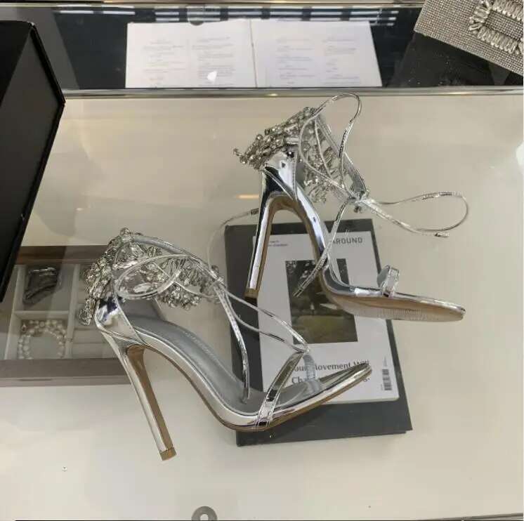 2025 new women's fashion high heels Crystal high-heeled sandals Sexy Thin High Heels Sandals