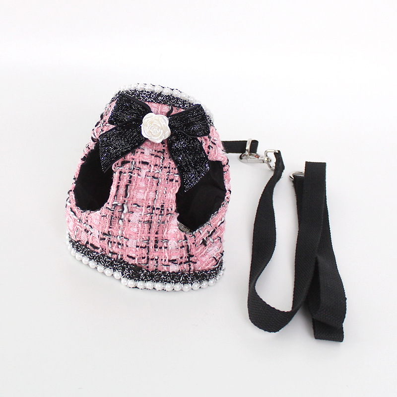 Chic Designer Dog Vest Harness, Ins-style Luxury Pet Supplies, Yorkie Dog Harness Leash for Small Dogs