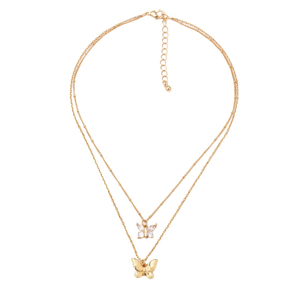 2025 New Fashion Butterfly Fringe Pendant Folding Necklace Small Design Metal Chain Light Luxury Collar for Women
