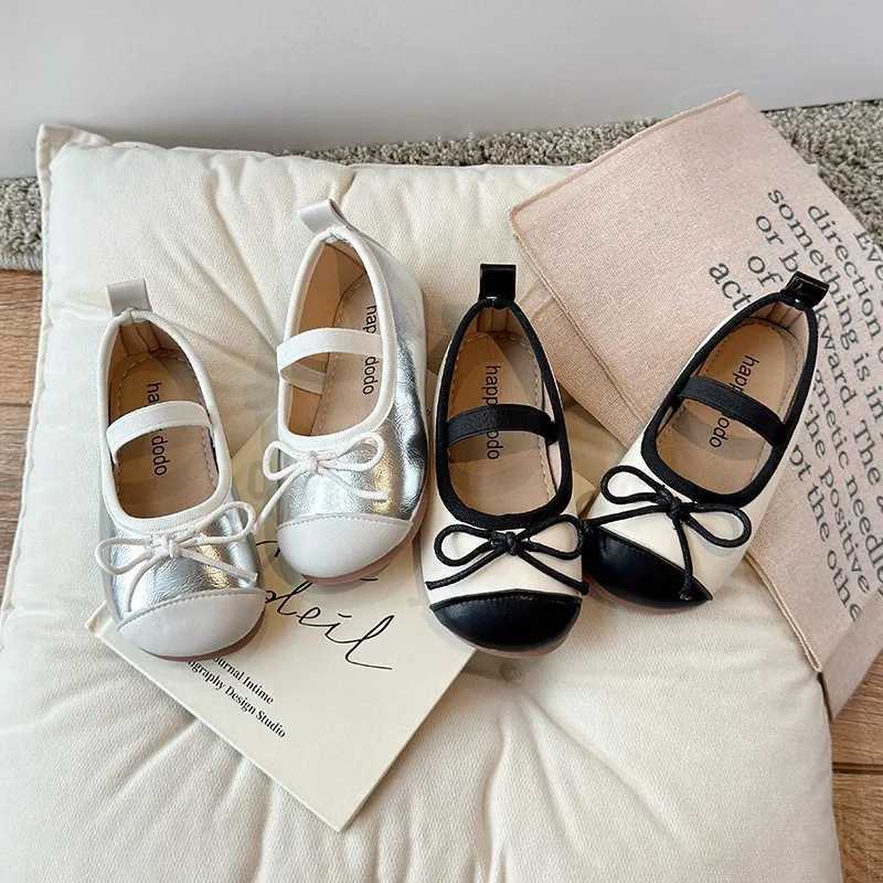 Little Girls Leather Shoes Children Flats Kids Chic Fashion Bowknot Princess Mary Jane Shoes New 2024 Autumn Glossy Dress ShoesT250306