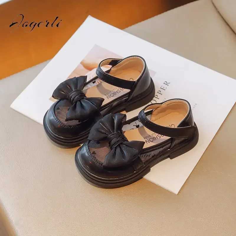 Girl Princess Loafer Spring Summer Children PU Leather School Student Shoes Korean Soft-soled Closed Toe Sandals Kids FlatsT250306