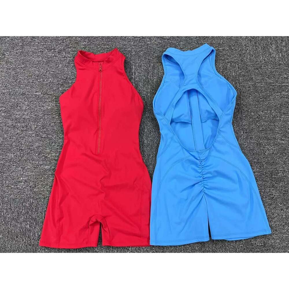 New V Cut Zip Up Rompers Scrunch Butt Yoga Sets Racerback Jumpsuit For Women Fiess Gym Clothing Workout Open Back Sports Suit KLMY