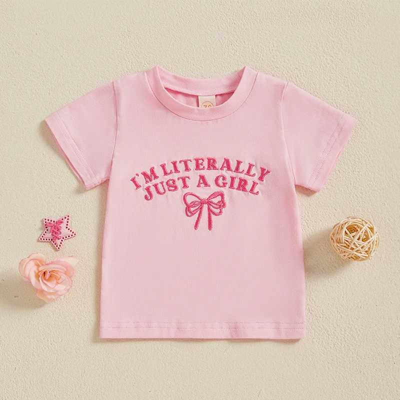 FOCUSNORM 0-3Y Infant Baby Girls Summer T Shirts Short Sleeve Bow Letter Embroidery Print Pullover Lovely Tops T250603