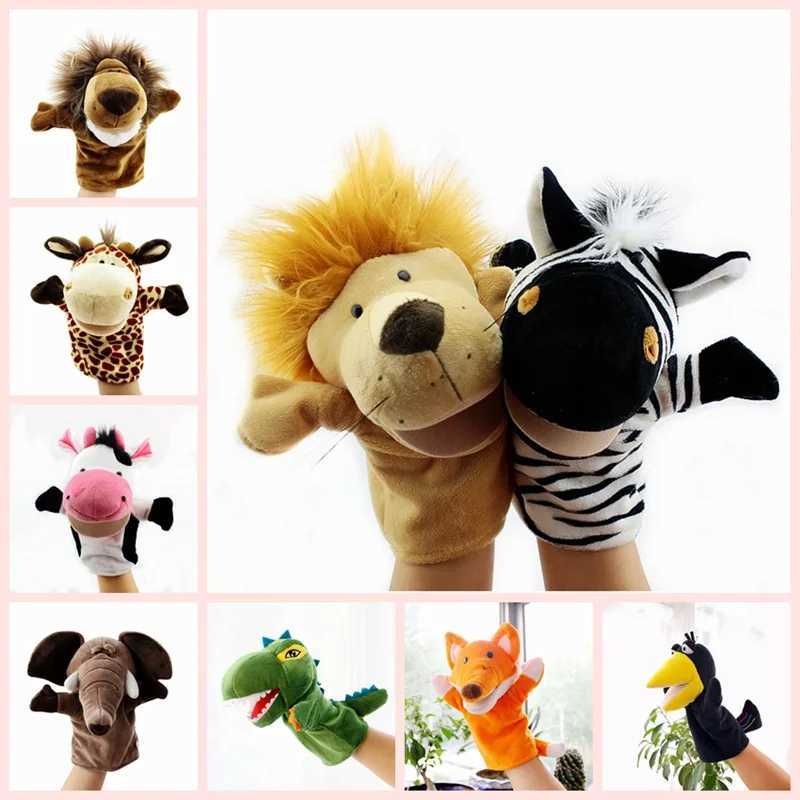 Animals Puppet Plush Toys Cute Stuffed Dolls Educational Baby Toys Lion Elephant Dinosaur Monkey Children GIfts W250306