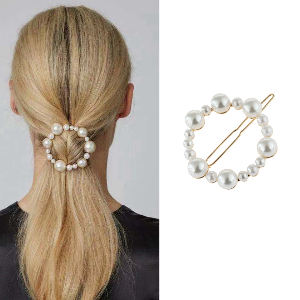 Fashion Bow Pearl Pentagram Geometry Alloy Hairpin Girl Hair Clip Minimalism Elegance Diamond Heart Shaped Hair Accessories