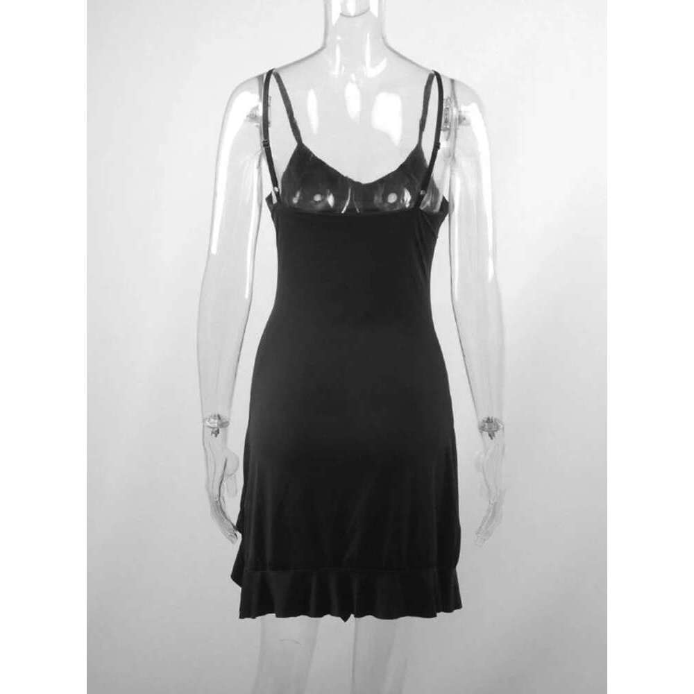 Summer Sexy Mini Women Sleeveless Streetwear Strap Backless Bodycon Folds Split Dress Party Club Elegant A-E Dresses KLMY