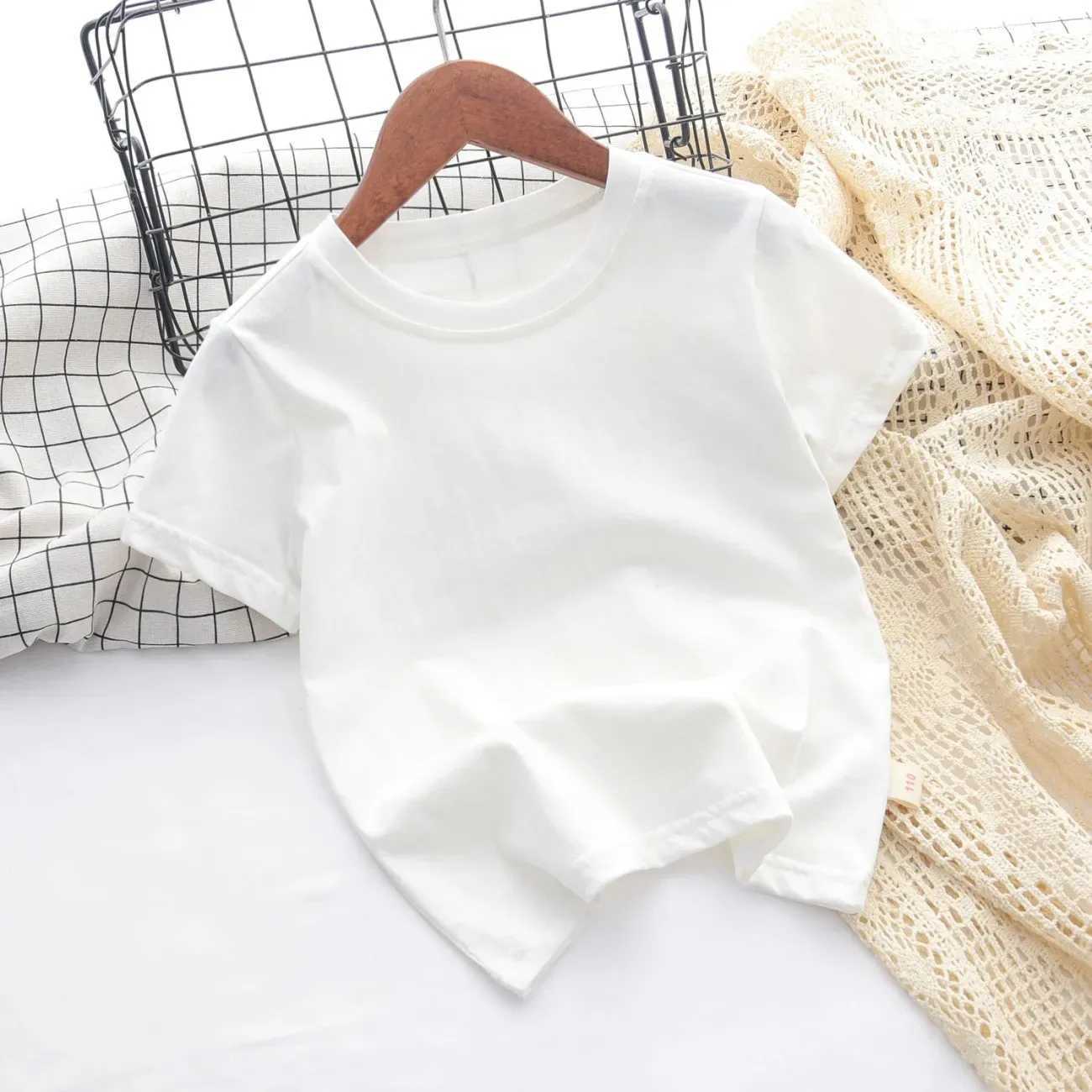 Solid Color 100% Cotton T-shirts Boys Girls Kids Clothes Black T Shirt Summer Casual White Short Sleeve Tshirt High-quality TopsT250306