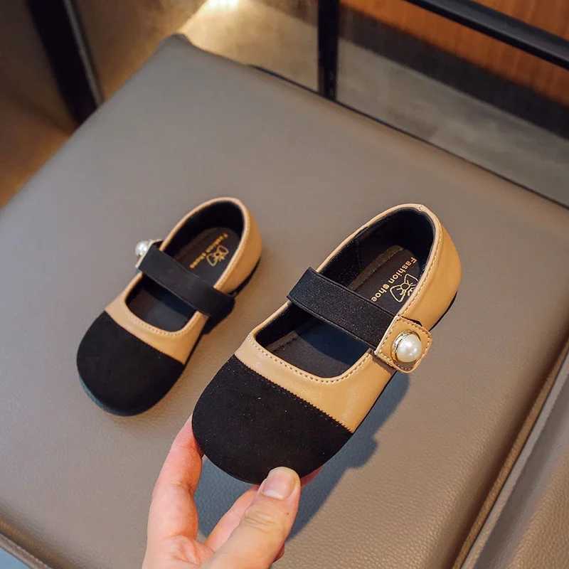 Girls Mary Janes Shoes Fashion Kids Moccasin Shoes Color Matching Spring Autumn Fashion Children Pearls Princess ShoesT250306