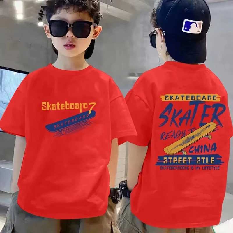 New Summer Kids Clothes Streetwear Print Letter T Shirt Short Sleeve Tops Tees Boys Girls Clothes 100%Cotton T Shirts ChildrenT250306