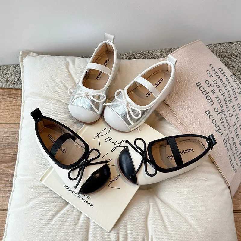 Little Girls Leather Shoes Children Flats Kids Chic Fashion Bowknot Princess Mary Jane Shoes New 2024 Autumn Glossy Dress ShoesT250306