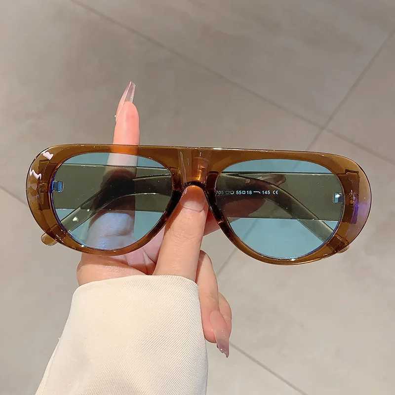 New in Luxury Brand Designer Big Frame Flat Top Sunglasses Women For Men Fashion Vintage Sun Glasses Punk Pilot Shades UV400XJ250306