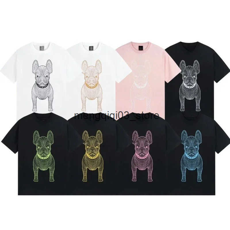 Men's T-Shirts LIFEWORK HIDEAWAY 2025 Summer Korean Version Round Neck Short Sve French Bulldog Pattern Trendy T-shirt Tops Men And Women Q2