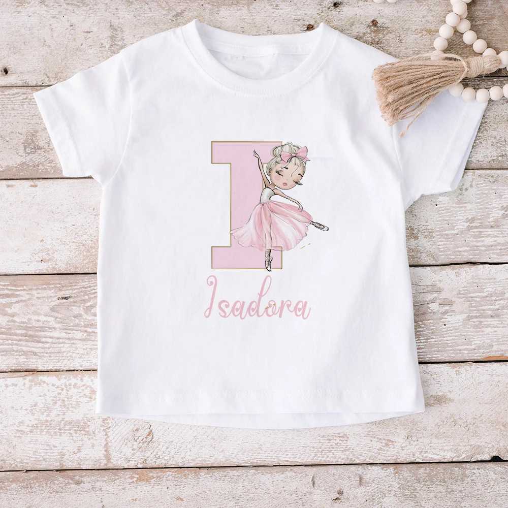 Girls Personalised Ballerina Printed T-shirt Custom Name Ballet Shirt Personalized Gift for Dancer Toddlers Tee ClothesT250306