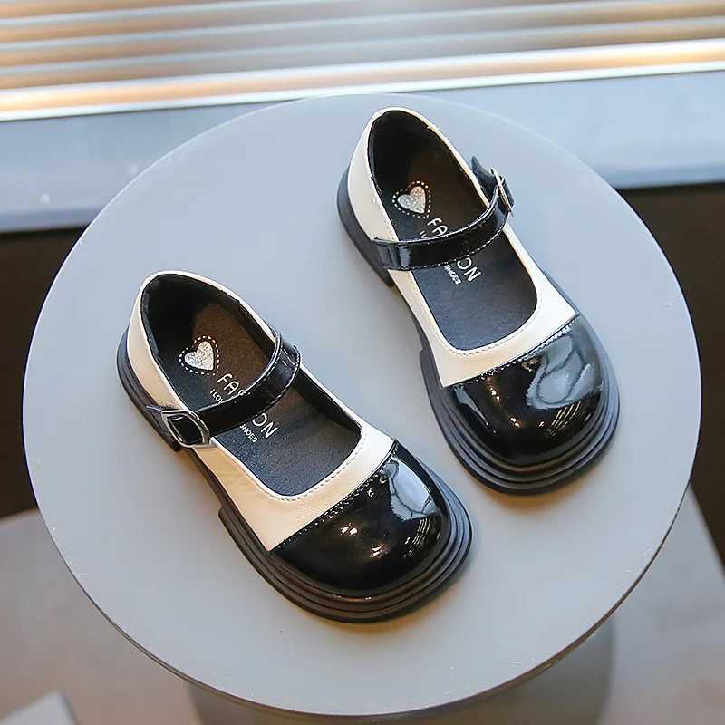 Girls Retro Elegant Mary Jane Shoes Children Spring Autumn Fashion Flats Kids Black White Back to School Uniform Dress ShoeT250306