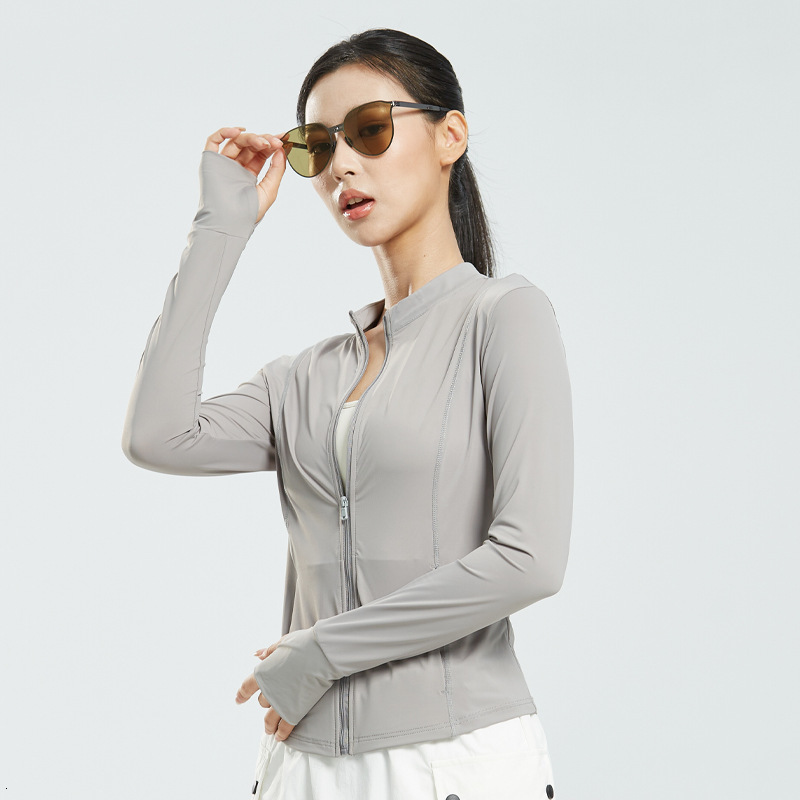 tracksuit Slim standing collar original yarn sun suit slim fit hood for women, breathable and UV resistant UPF50+sun protection shirt