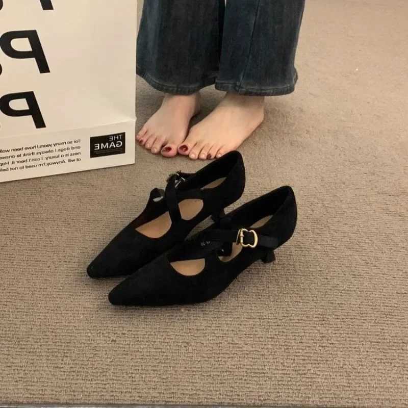 Pointed Toe Wen Mid H Shoes Suede Shallow Sandals Wan Trend Elegant Party Pumps Shoes Dress New Brand Womens Shoes Y250306