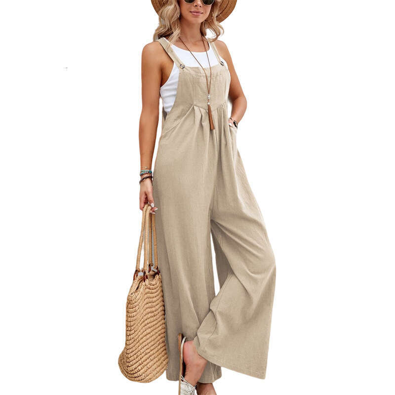 selg European American women's hot items solid color casual shoulder pants 2025 new style chic and elegant clothing