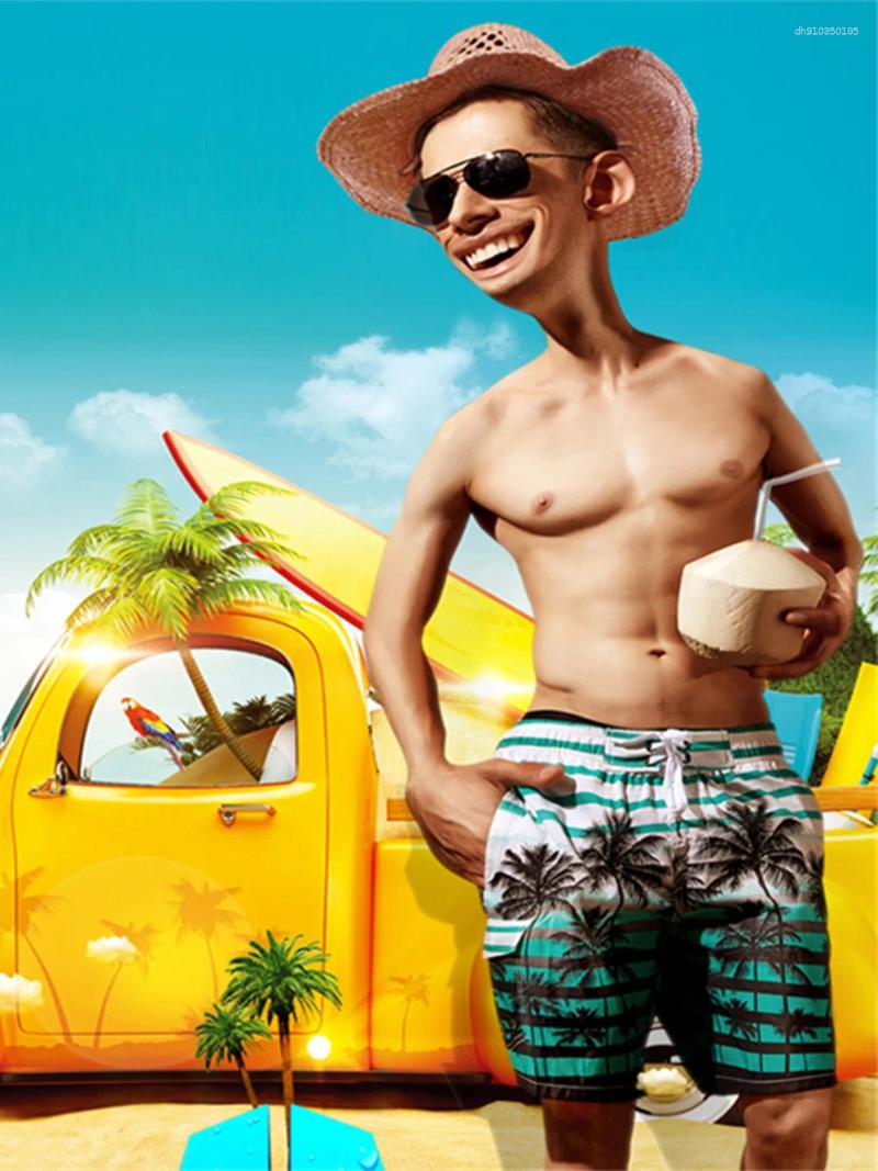 Men's Shorts Quick Dry Beach Summer Fashion Printing Board Lining Swim Trunks Loose Bermuda