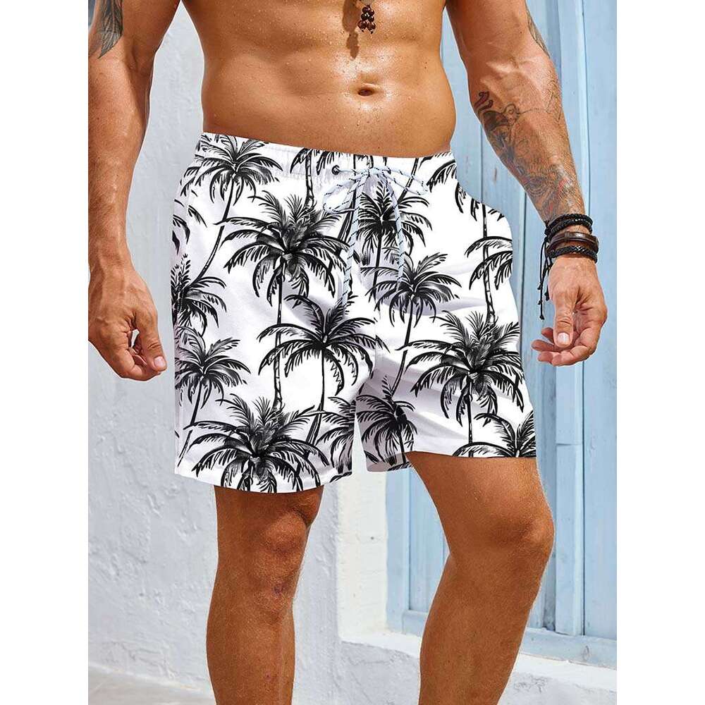Men's Coconut Tree Hip Hop Style Pants Quick Drying Water Dripping Hawaii Beach 2025 New Casual Versatile Fashion Clothing