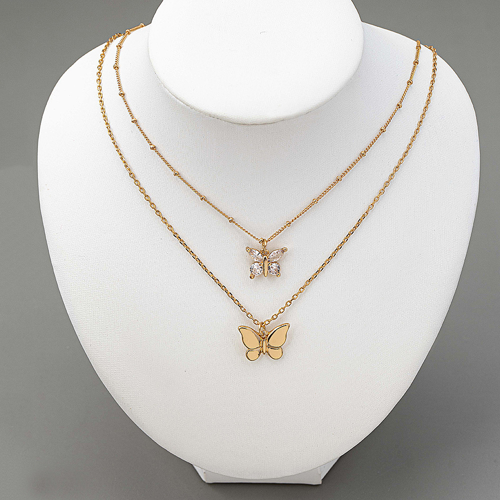 2025 New Fashion Butterfly Fringe Pendant Folding Necklace Small Design Metal Chain Light Luxury Collar for Women