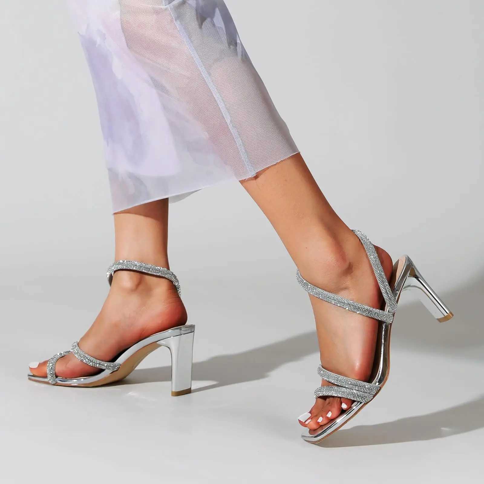 Gold/sier square-toe h rhine sandals. Sexy open toe elegant and stylish for pr or summer. Y250306