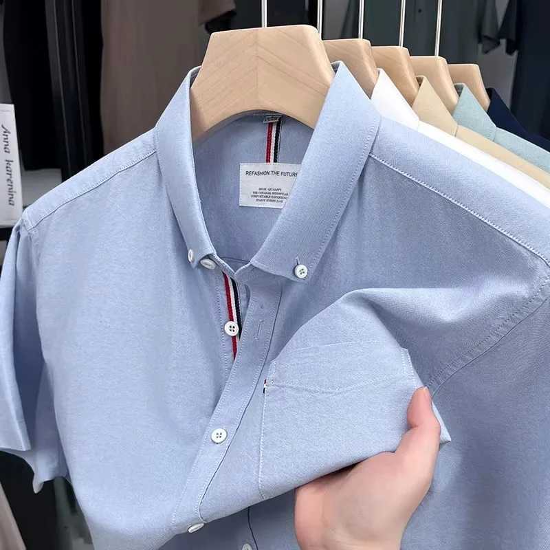 High quality short sleeve shirt men fashionable simple pocket design brand solid color summer new business casual mens clothing X250306