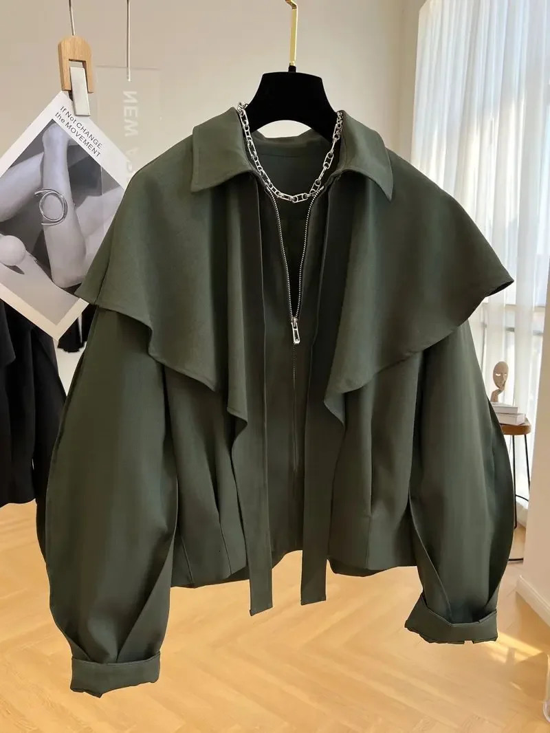 Korean Fashion Cloak Casual Capes Jacket Womens Autumn Winter Top Fall Outfits Y2k Streetwear in Outerwear Goth 250306