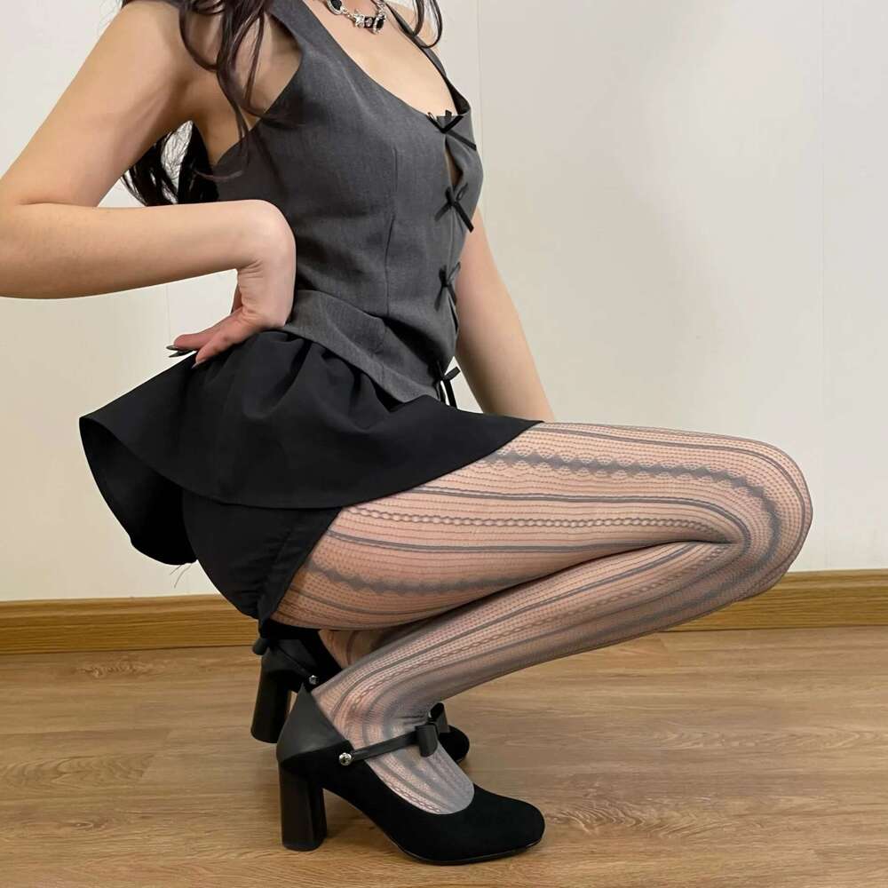 Summer Women's Silk Stockings Thin Gray Brown Sexy Fishnet Socks Plaid Gothic Cute Style Pantyhose KLMY