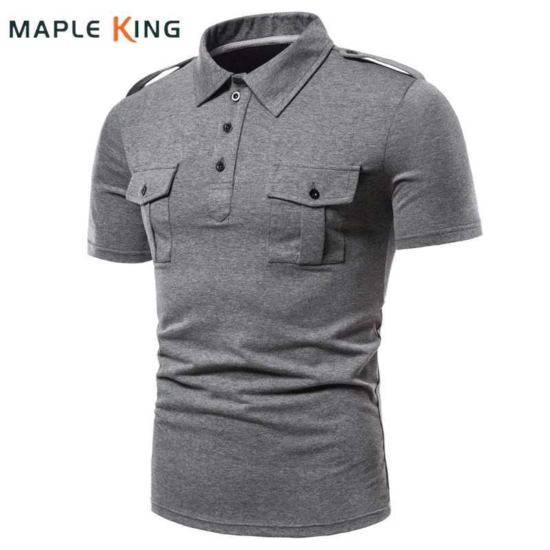 Polos For Men New Brand Casual Solid Color Double Pocket Polo Men Cargo Combat Training Polo Shirt For Men Summer Tops X250306