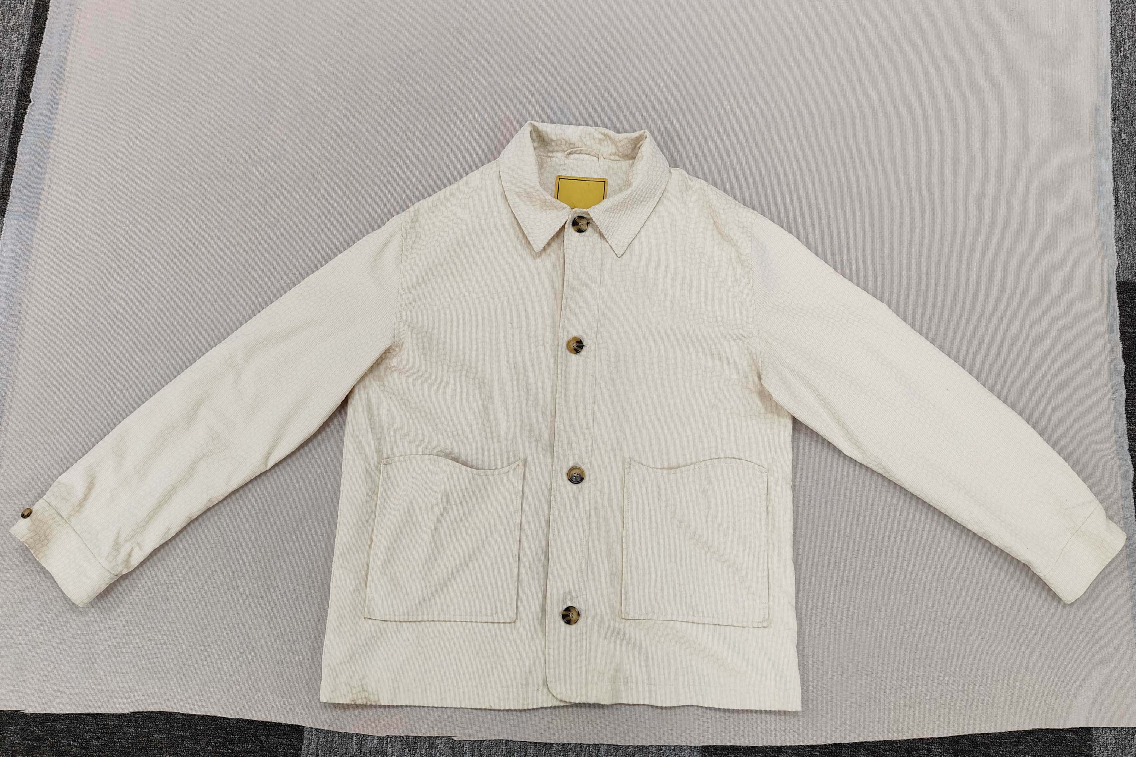 Men's Khaki Patterned Corduroy Embroidery Jacket turndown collar spring autumn causal clothing