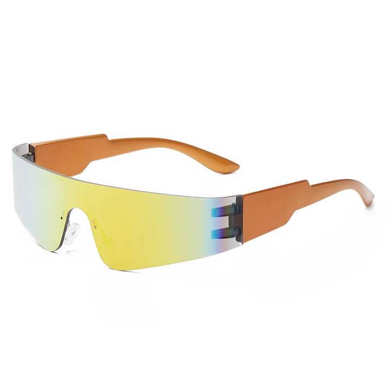 Future One Piece Y2K Rimless Sunglasses Women Retro Sun Glasses Mirror Punk Eyewear Vintage Steampunk Party EyeglassesXJ250306