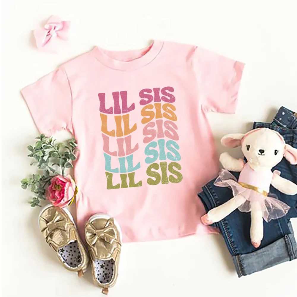 Big Brothes Little Sister Print Kid T-shirt for Boy Girl Matching Outfit Tops Summer Sibling T Shirt Retro Children Clothes TeeT250306
