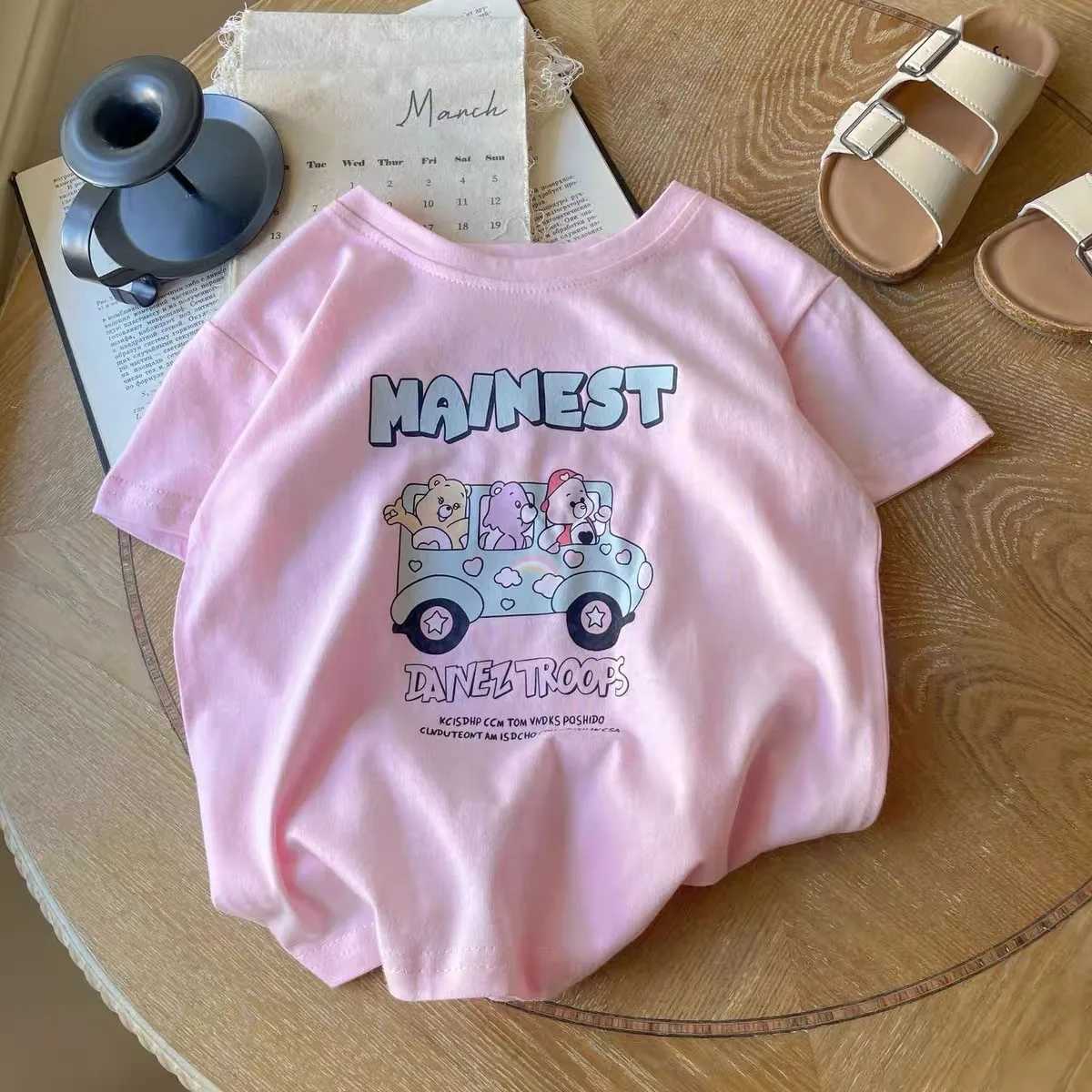 Cute Little Bear Printing T-shirt New Baby Trendy Summer Costume Boys And Girls Cartoon Tees Baby Loose Thin Short-sleeved TopsT250306