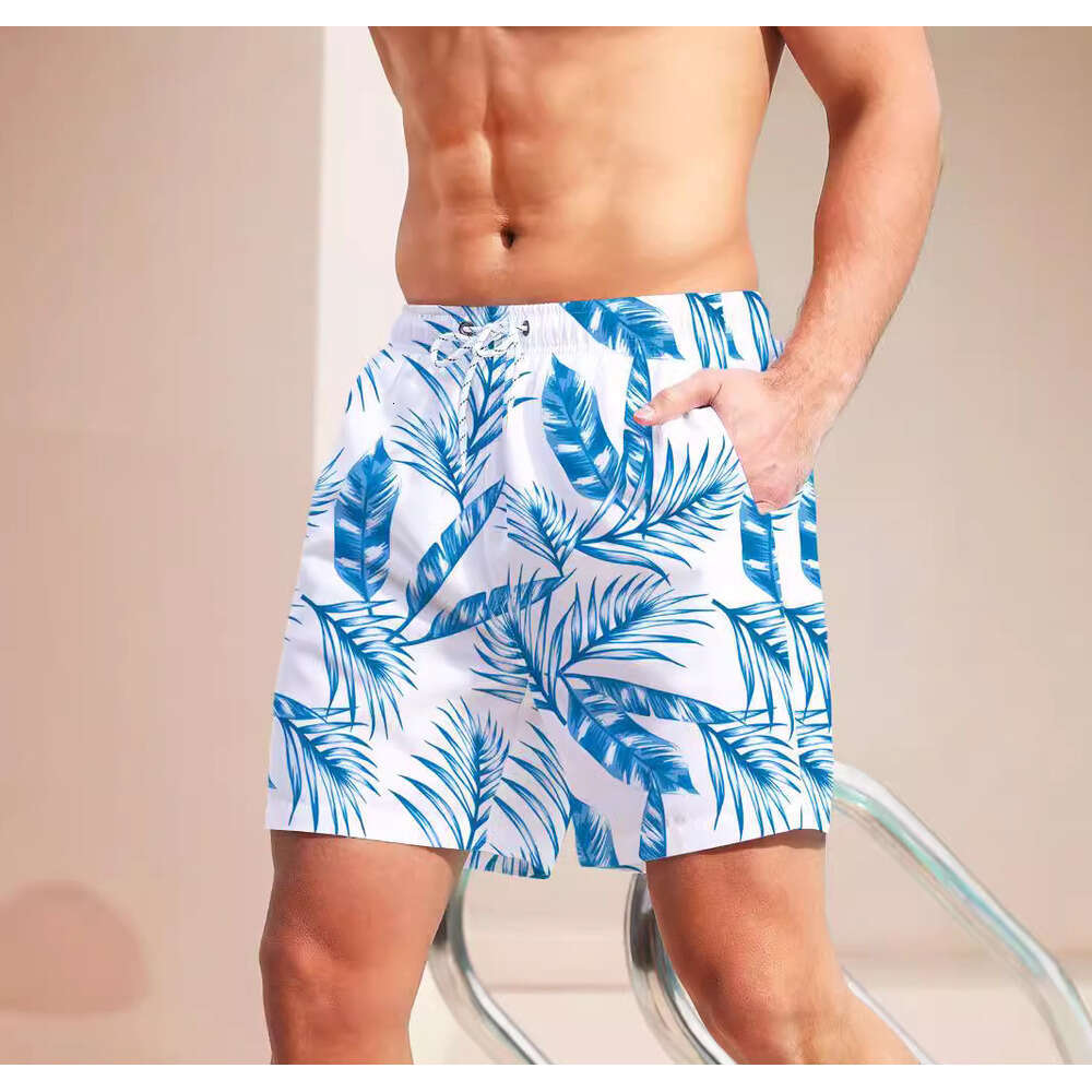 Coconut tree quick drying beach Hawaiian shorts, casual men's beach, summer loose surfing pants, 2025 new style, chic and elegant clothing