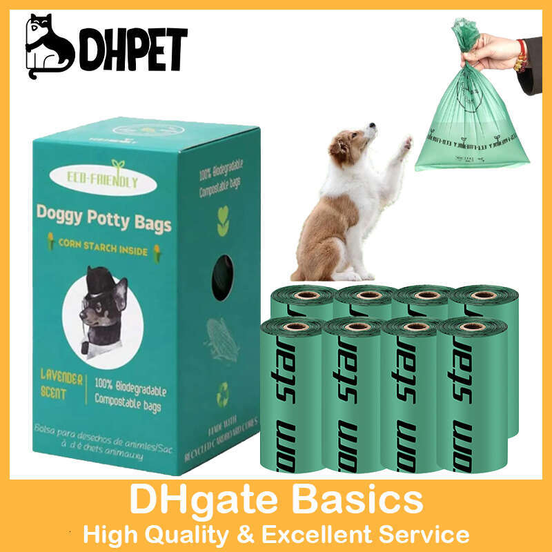DHpet 100% Biodegradable Compostable Dog Poop Bags Guaranteed Leak Proof and Extra Thick Waste Bag For Dogs Unscented Pet Waste Bags 120 Bags 8 Pack o