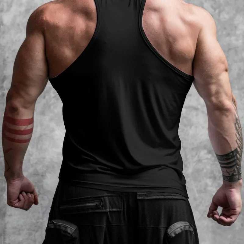 2024 Foreign Trade Mens Summer Sports and Leisure Tank Top Running Elastic Sleeveless T-shirt Tank TopT250318