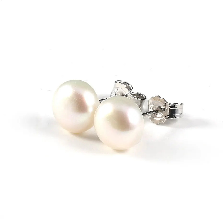 100 Natural Pearl Stud Earrings Genuine Freshwater Pearls Earring Exquisite Jewelry Gifts for Women 4 Colors Wholesale 250304