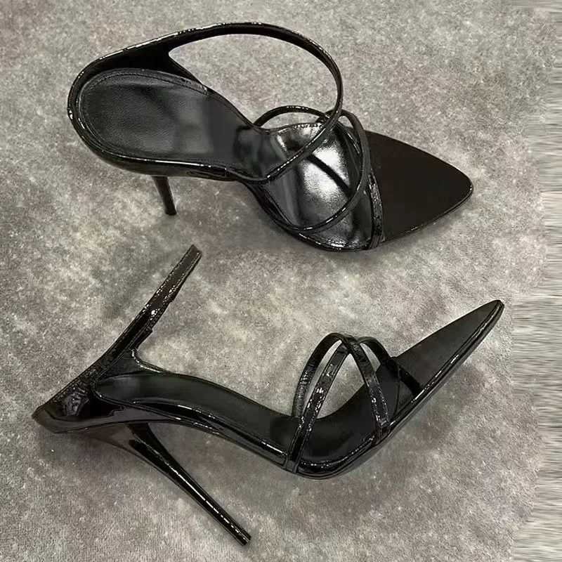 Womens Super High Thin H Pumps Womens Ankle Cross Strap Sandals Shoes Ladies Pointed Toe High H Dress Party Shoes Y250306